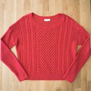 Sun & Shadow Red Braid Knit Sweater | Size Medium